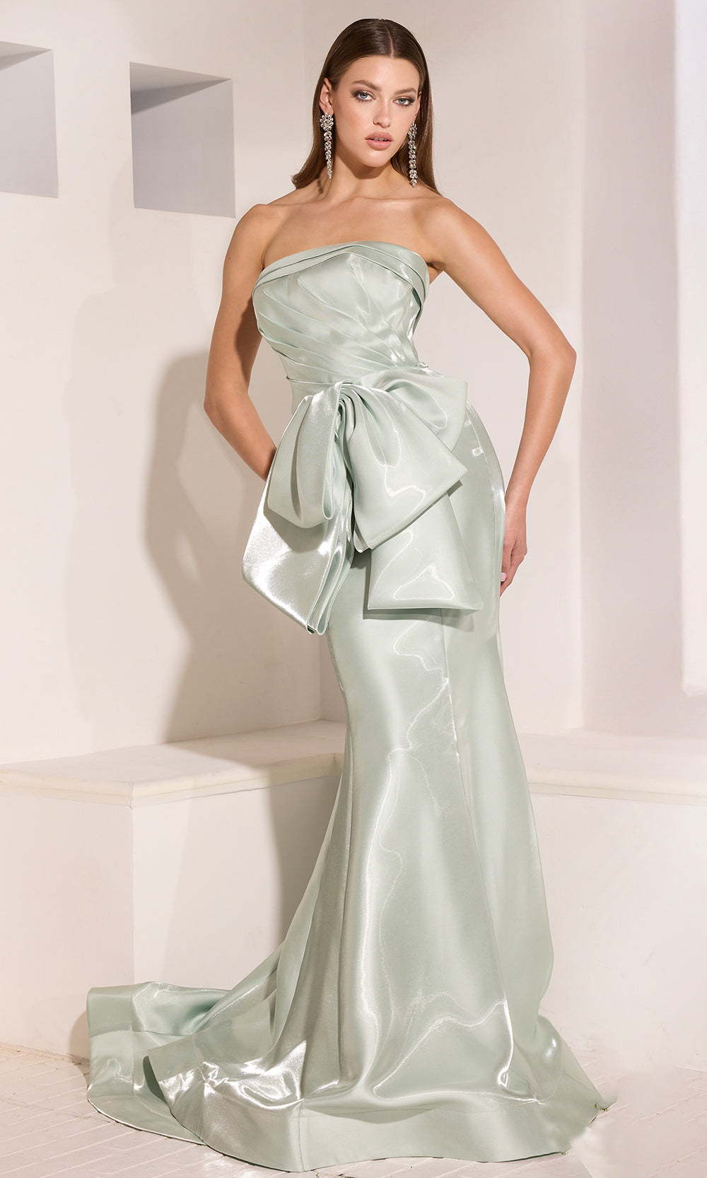 Terani Couture 252E5164 - Ruched Trumpet Gown with Oversized Bow Pageant Dresses