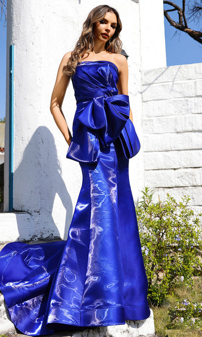 Terani Couture 252E5164 - Ruched Trumpet Gown with Oversized Bow Pageant Dresses