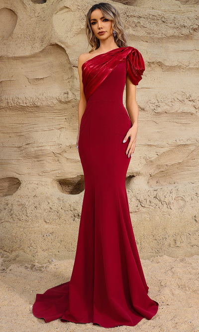 Terani Couture 252E5514 - One Shoulder Puff Sleeve Gown Evening Dresses