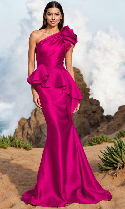 Terani Couture 252E5546 - Asymmetrical Peplum Mermaid Gown Prom Dresses