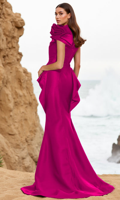 Terani Couture 252E5546 - Asymmetrical Peplum Mermaid Gown Prom Dresses