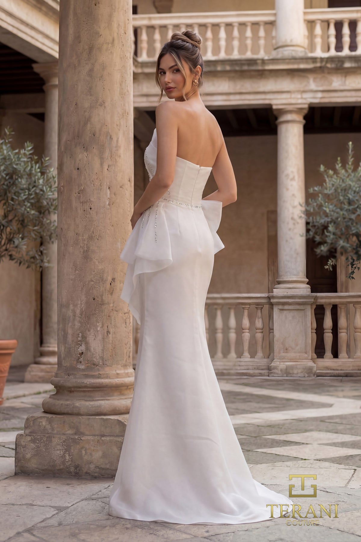 Terani Couture 252E5550 - Peplum Waist Strapless Gown