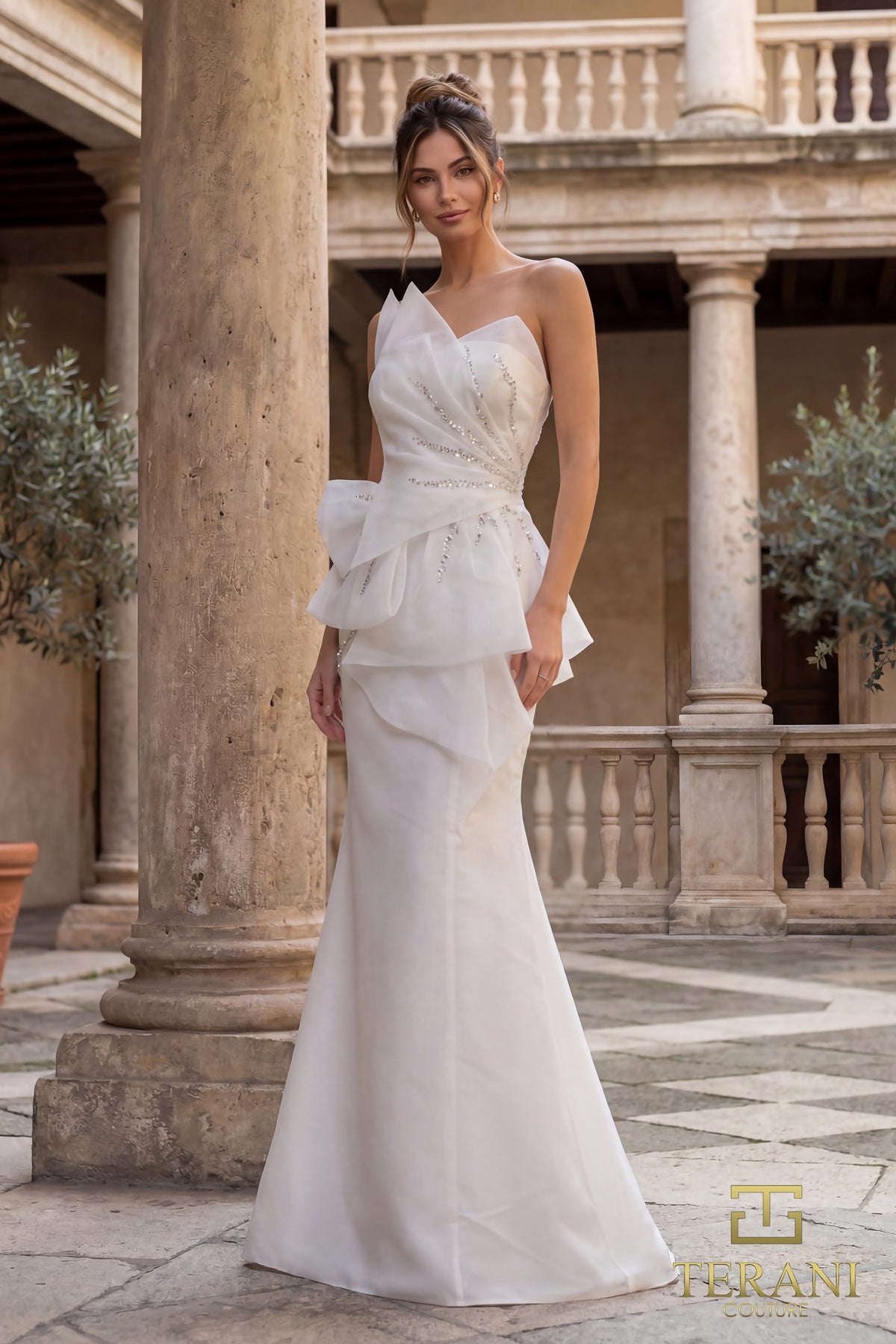 Terani Couture 252E5550 - Peplum Waist Strapless Gown