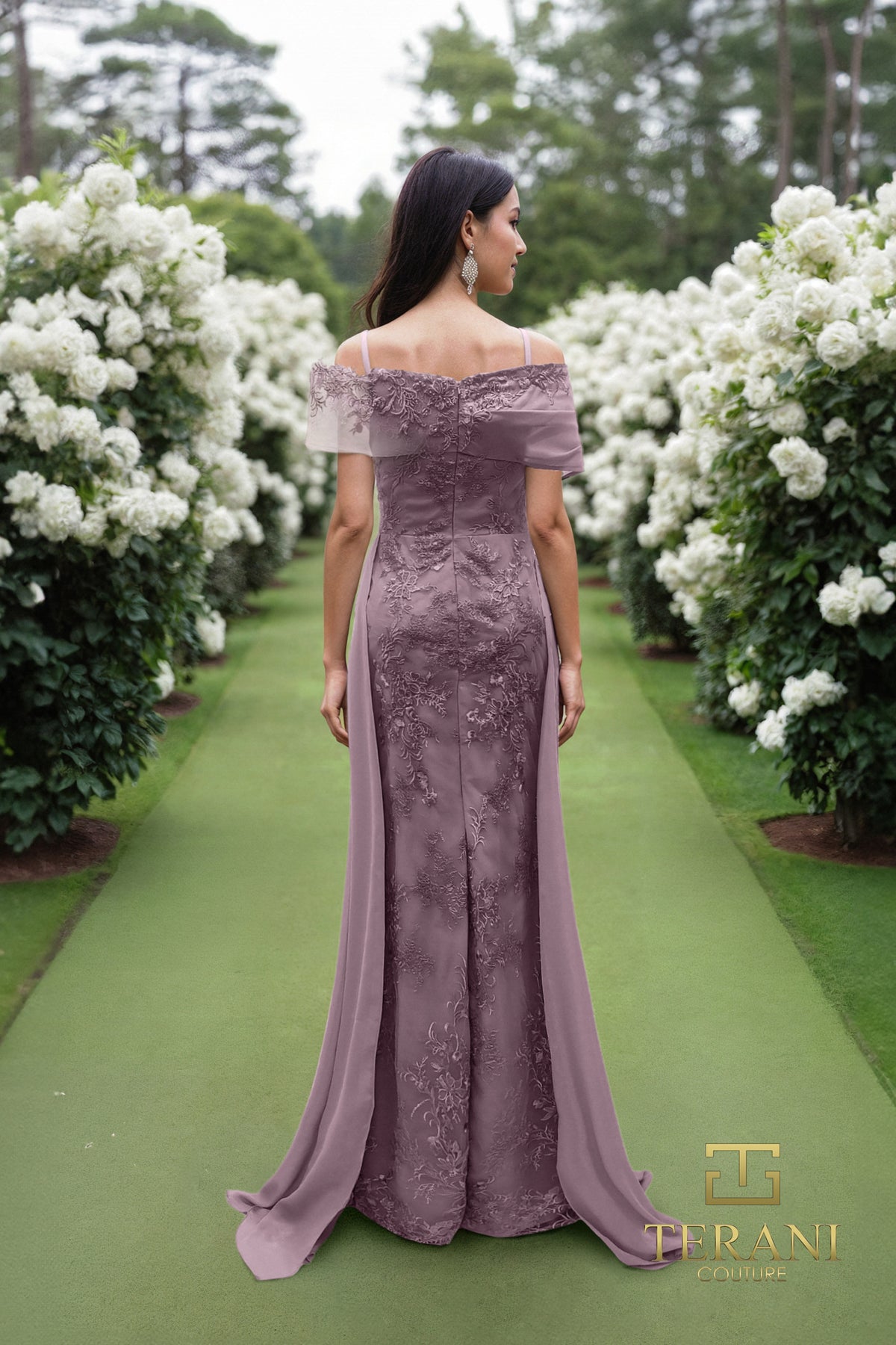 Terani Couture 252M5308 - Illusion Sleeve Embroidered Sheath Gown