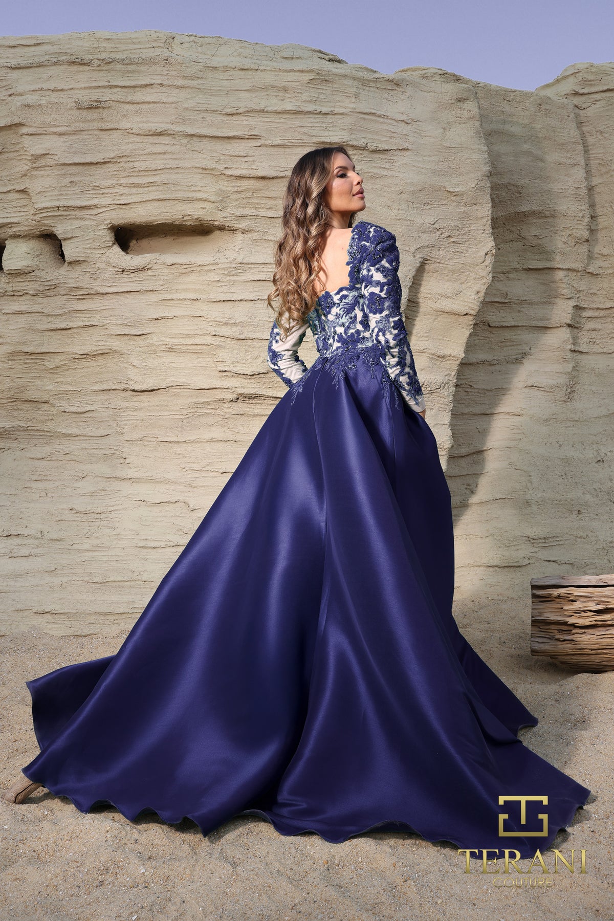 Terani Couture 252M5311 - Illusion Sleeve Beaded Lace Gown