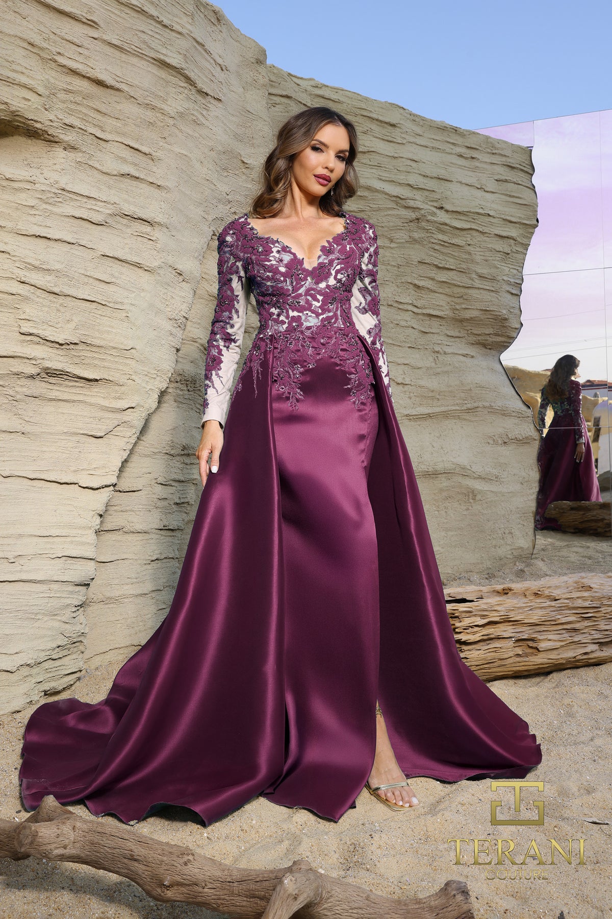 Terani Couture 252M5311 - Illusion Sleeve Beaded Lace Gown