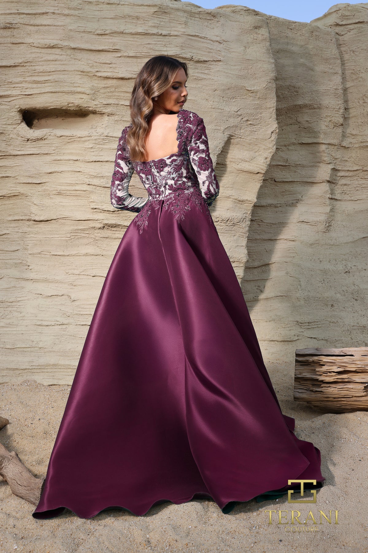 Terani Couture 252M5311 - Illusion Sleeve Beaded Lace Gown