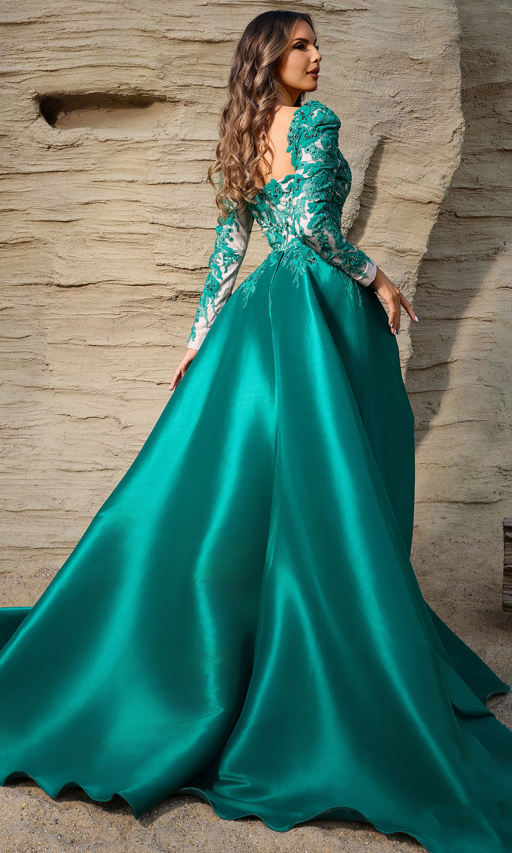 Terani Couture 252M5311 - Illusion Sleeve Beaded Lace Gown Pageant Dresses