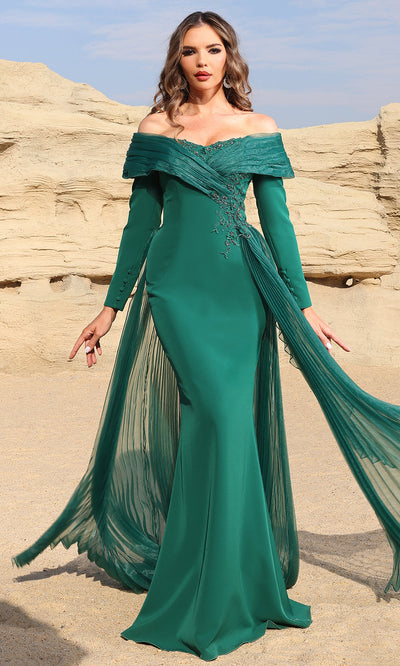Terani Couture 252M5316 - Floral Applique Long Sleeve Gown Mother of the Bride Dresses