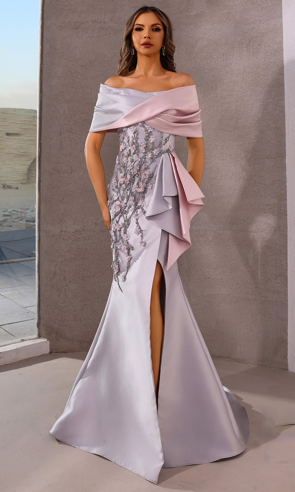 Terani Couture 252M5324 - Short Sleeve Embellished Gown with Peplum Prom Dresses