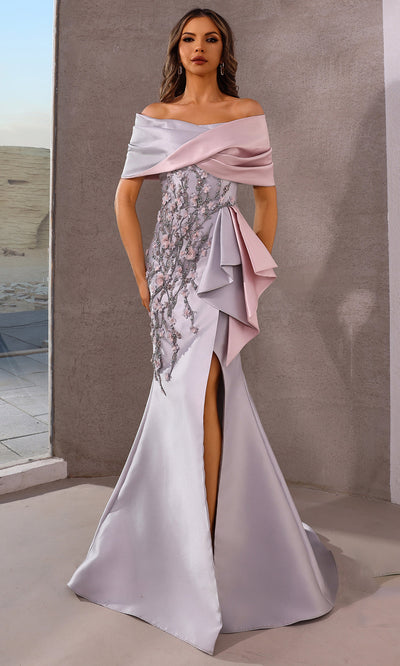 Terani Couture 252M5324 - Short Sleeve Embellished Gown with Peplum Prom Dresses