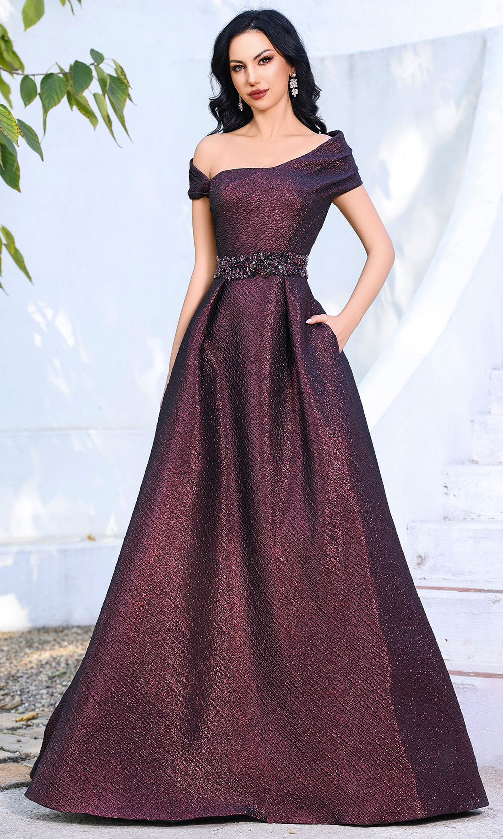 Terani Couture 252M5333 - One Shoulder Gown With Jeweled Belt