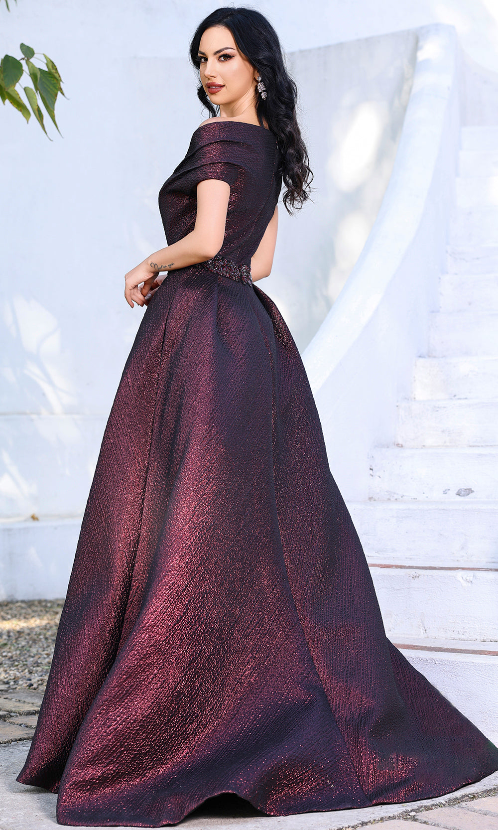 Terani Couture 252M5333 - One Shoulder Gown With Jeweled Belt