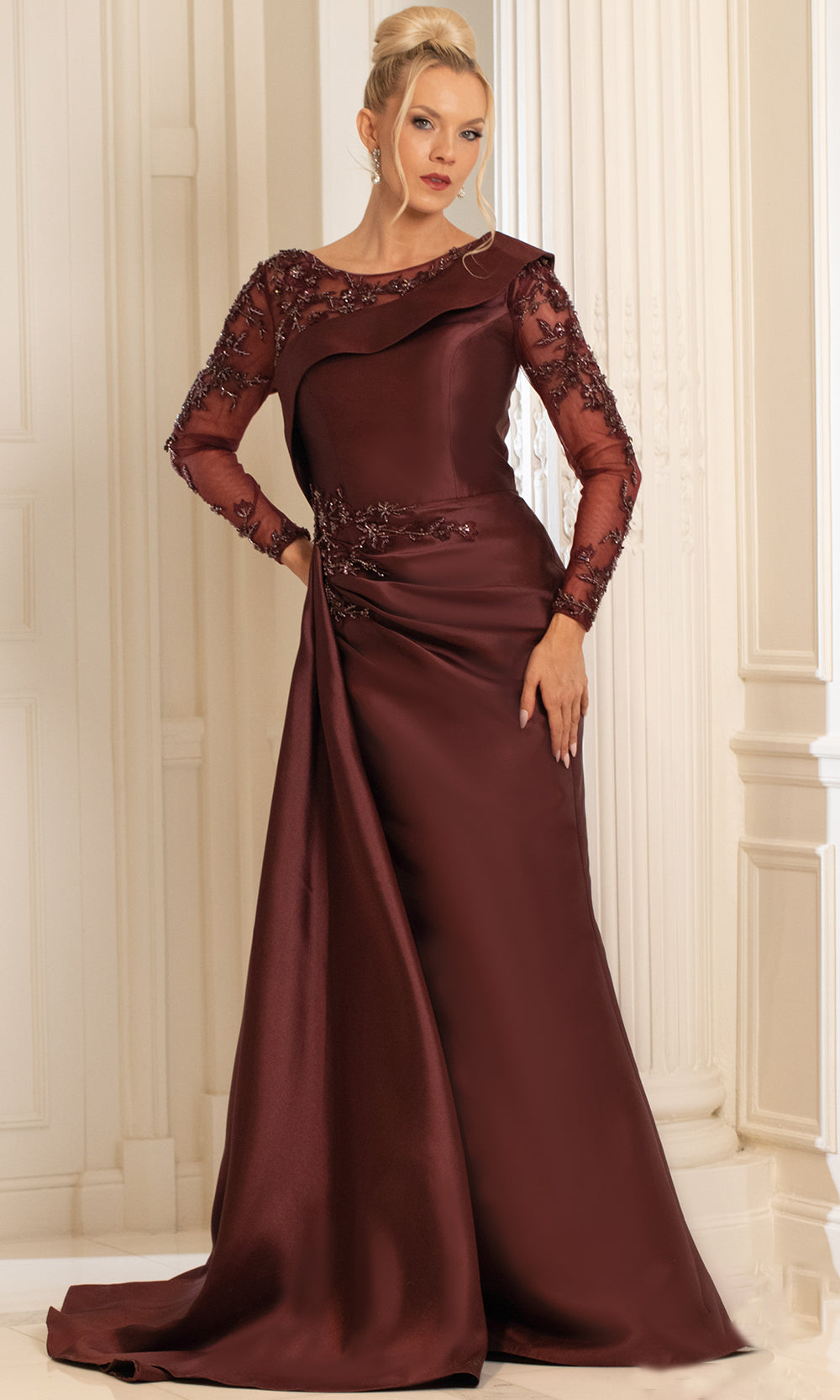 Terani Couture 252M5344 - Sheer Illusion Neck Embroidered Gown