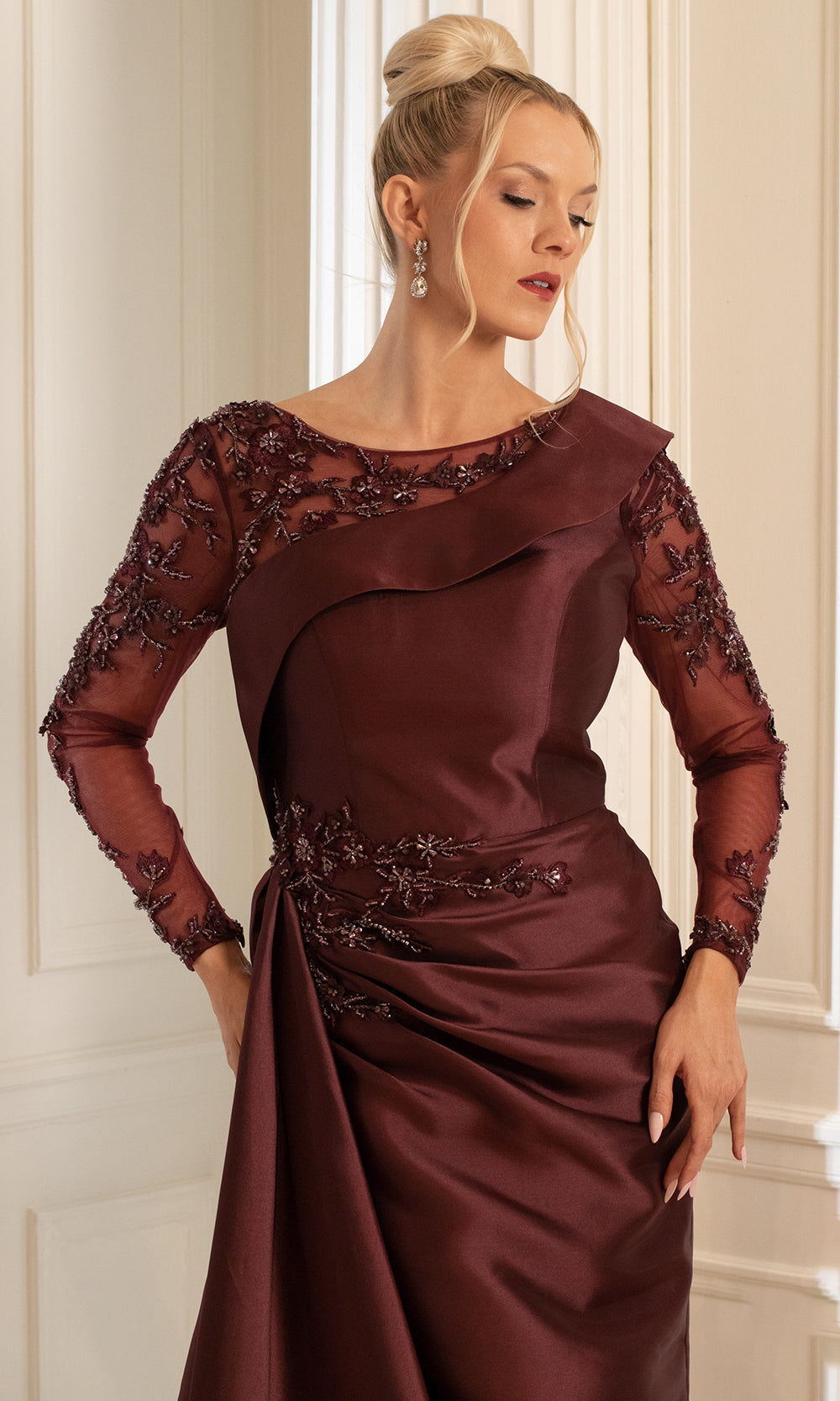 Terani Couture 252M5344 - Sheer Illusion Neck Embroidered Gown