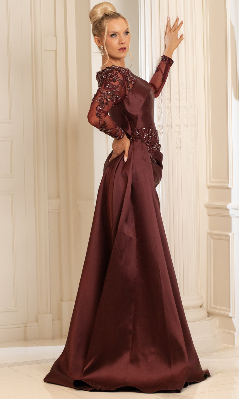 Terani Couture 252M5344 - Sheer Illusion Neck Embroidered Gown