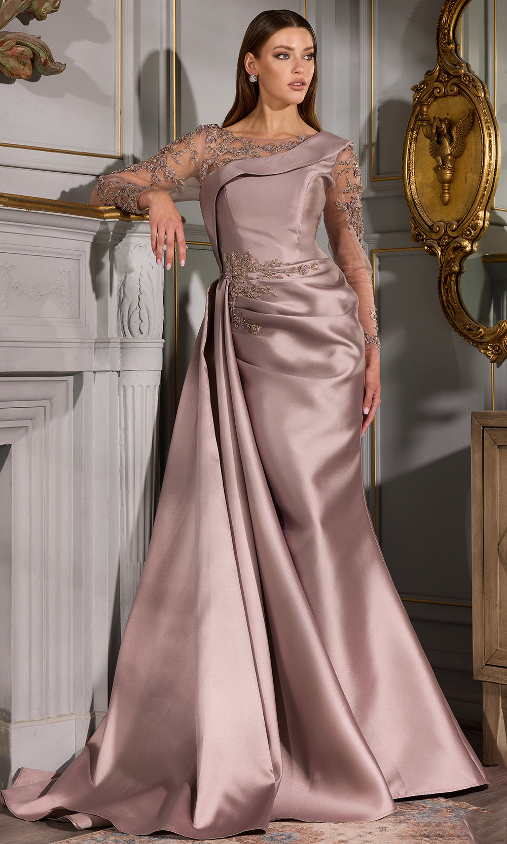 Terani Couture 252M5344 - Sheer Illusion Neck Embroidered Gown