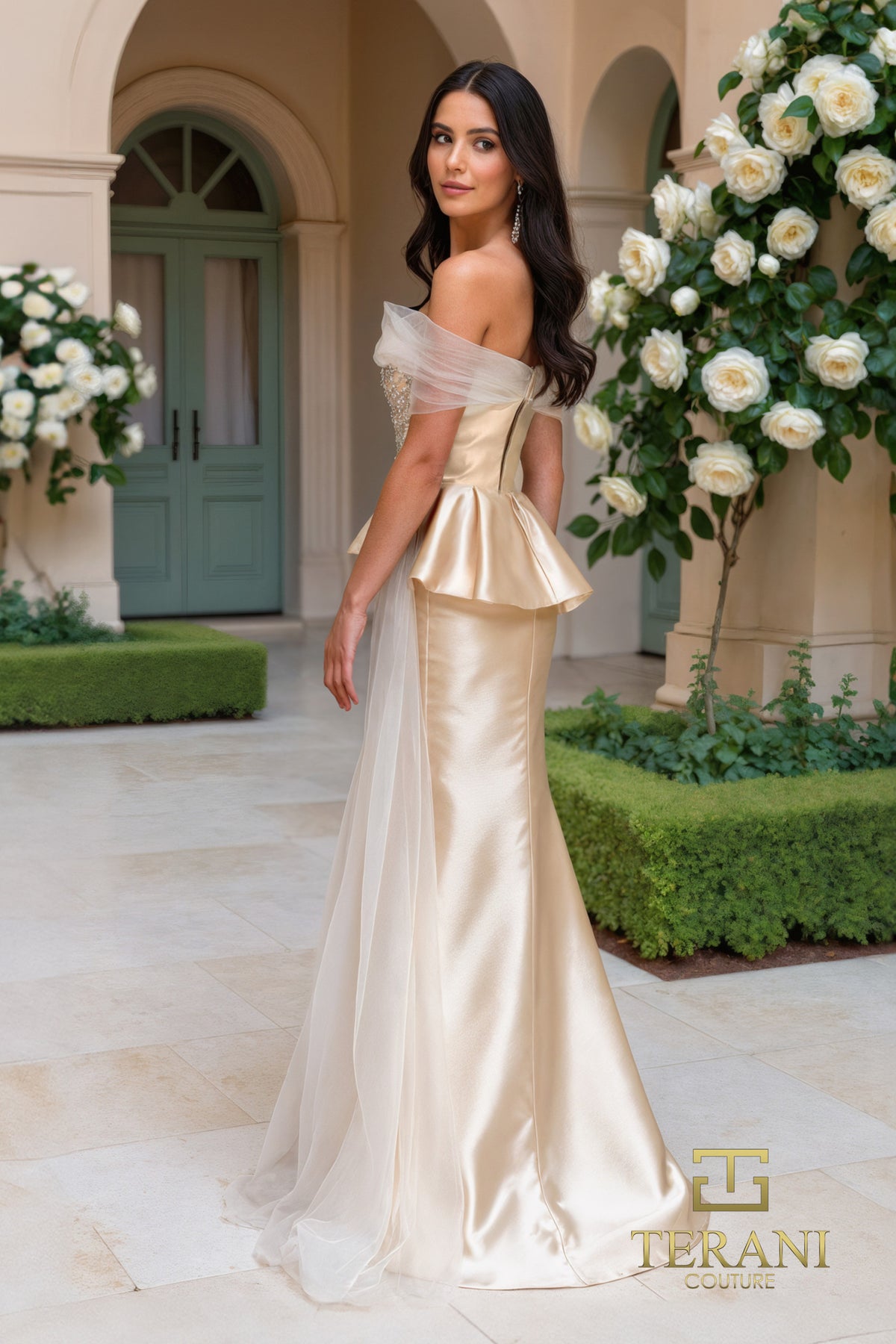Terani Couture 252M5357 - Embellished Mermaid Gown with Side Draped