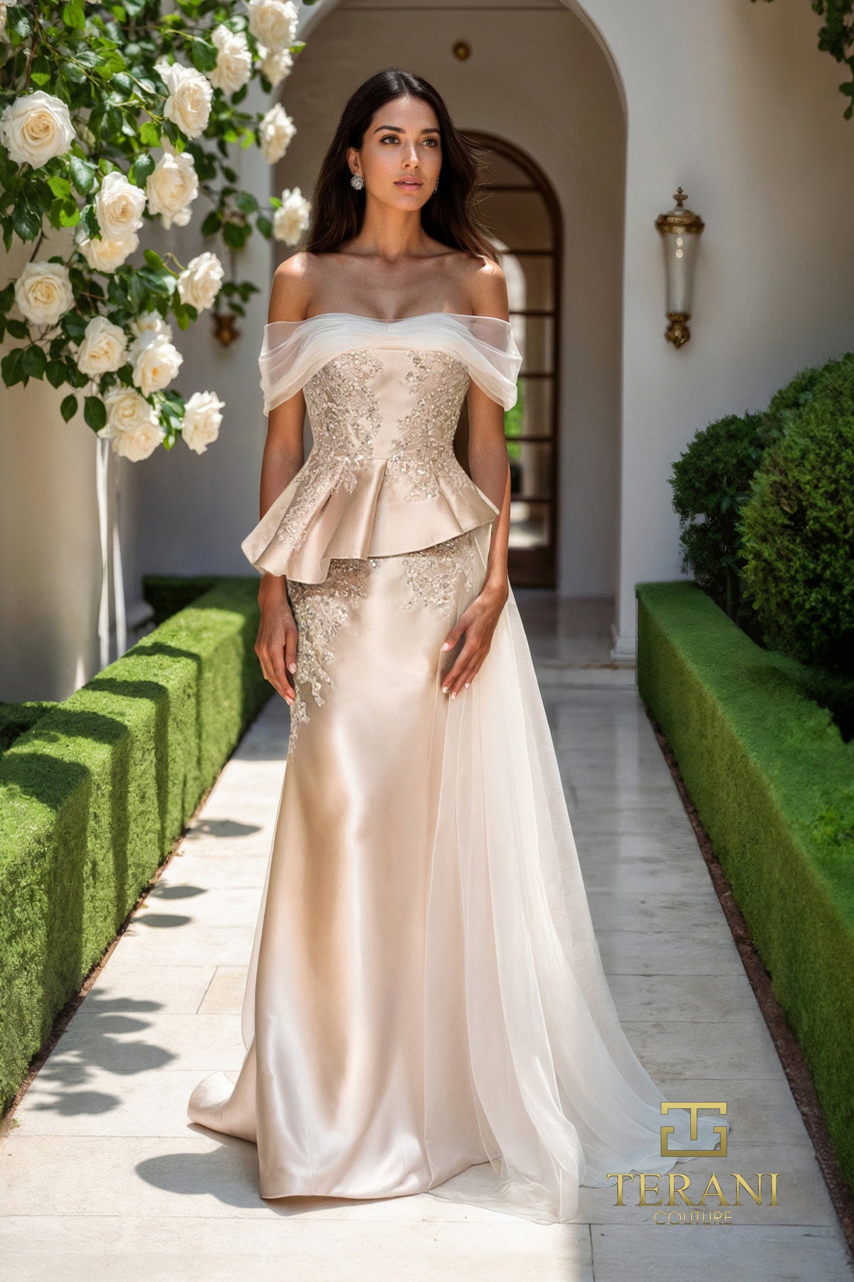 Terani Couture 252M5357 - Embellished Mermaid Gown with Side Draped