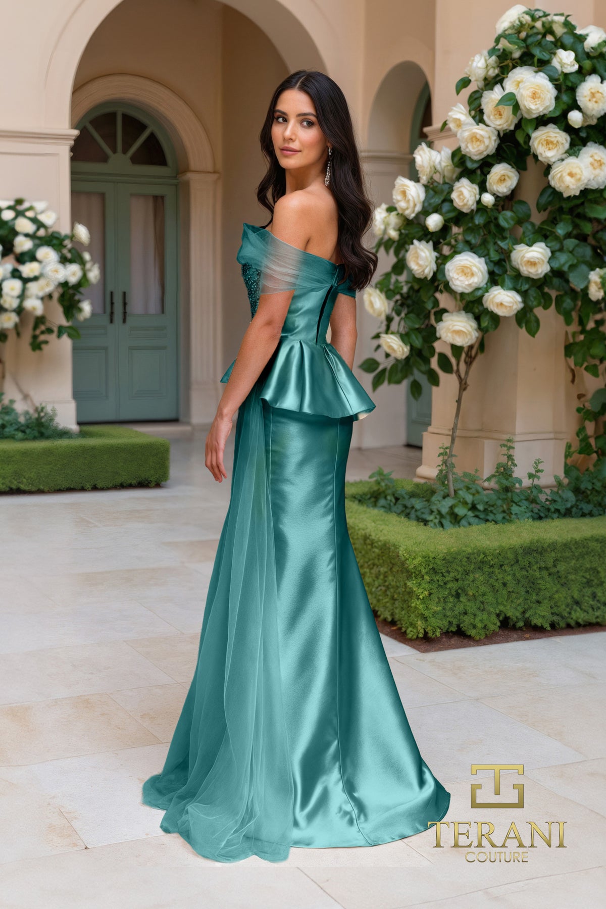 Terani Couture 252M5357 - Embellished Mermaid Gown with Side Draped