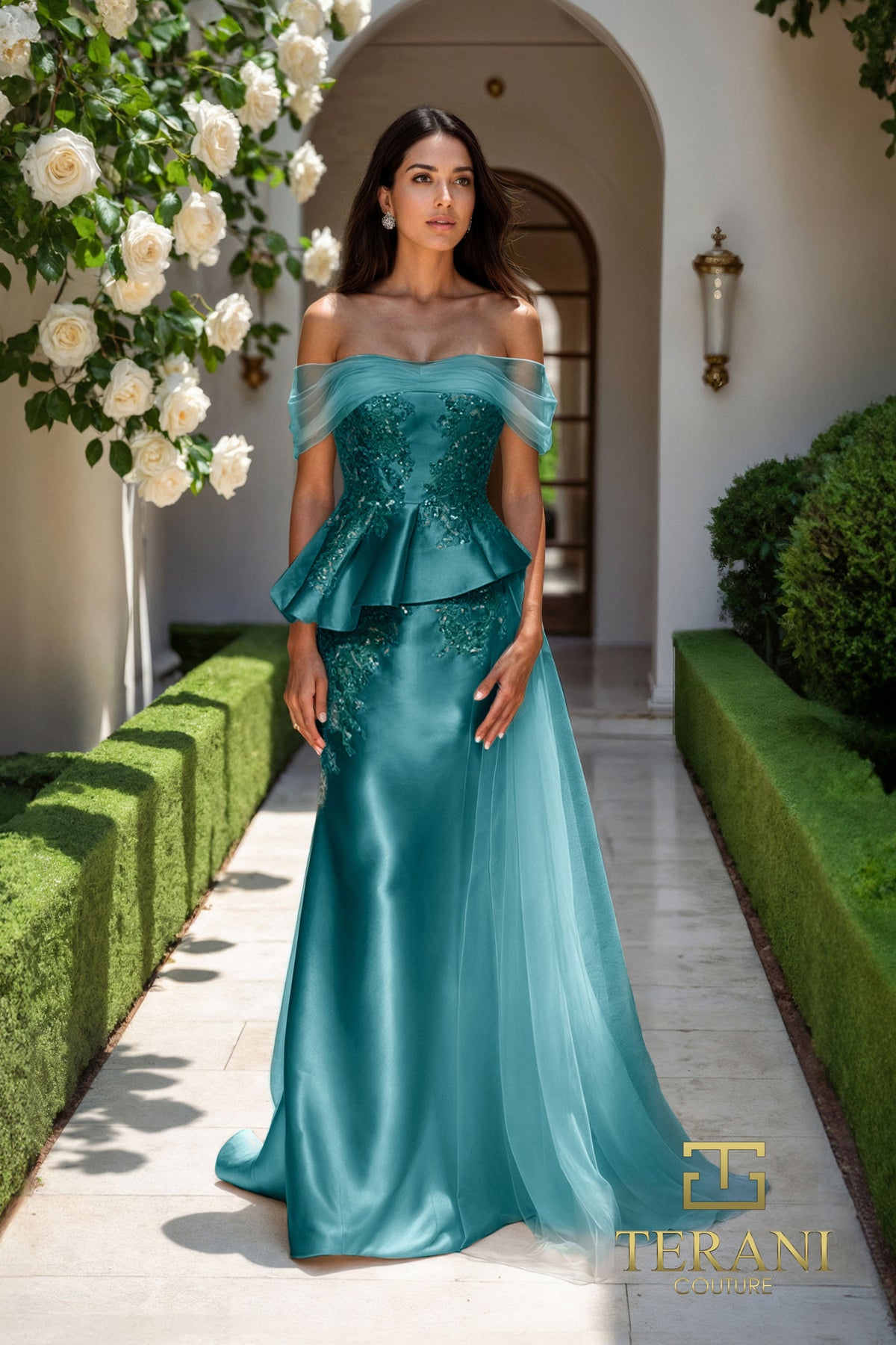 Terani Couture 252M5357 - Embellished Mermaid Gown with Side Draped