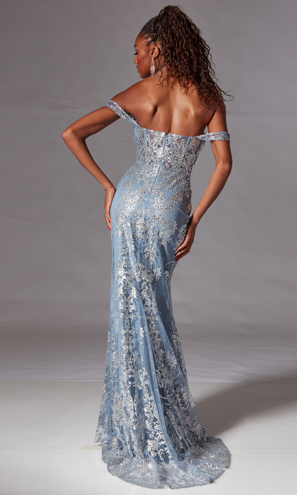 Aerie Couture 252 - Fitted Corset Gown with Floral Applique Prom Dresses