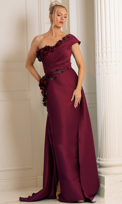 Terani Couture 252E5116 - High Slit Overskirt Mikado Gown Evening Dresses