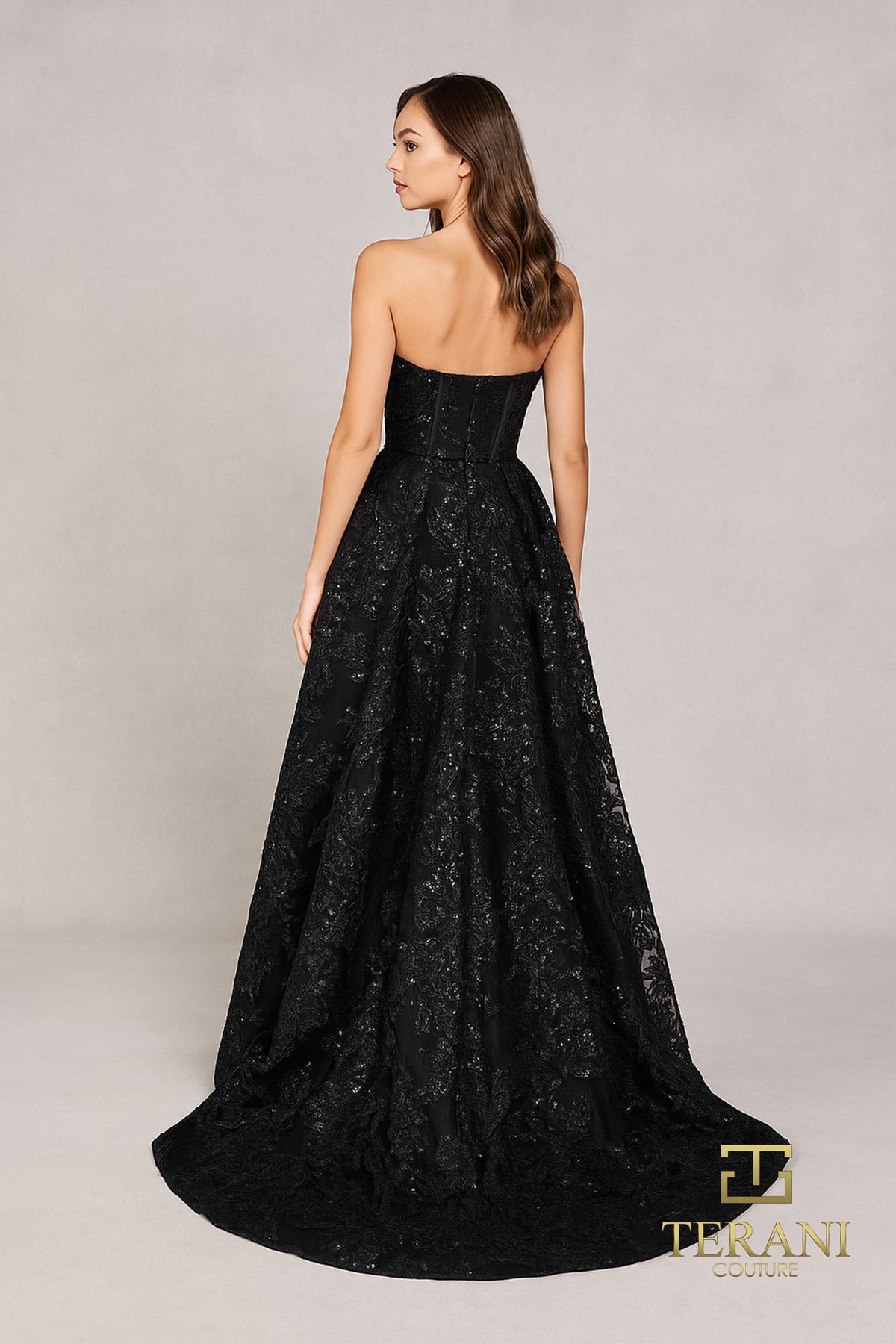 Terani Couture 252E5134 - Corset Sheath Gown with Overskirt