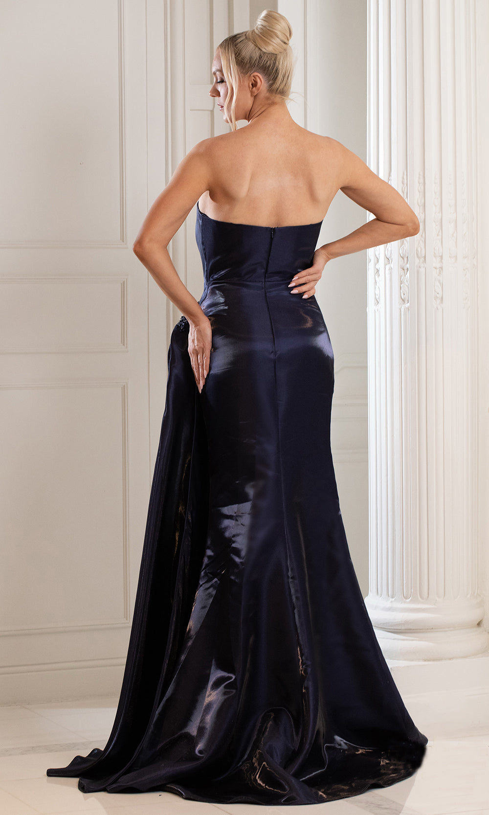 Terani Couture 252E5150 - Draped Bodice Strapless Gown with Slit Prom Dresses