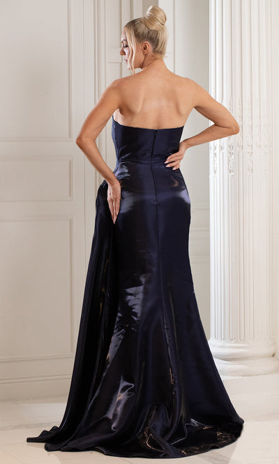 Terani Couture 252E5150 - Draped Bodice Strapless Gown with Slit Prom Dresses