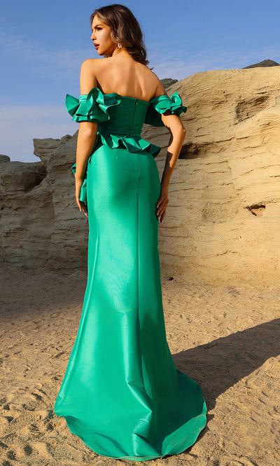 Terani Couture 252E5173 - Ruffled Cap Sleeve Gown with Side Bow Pageant Dresses