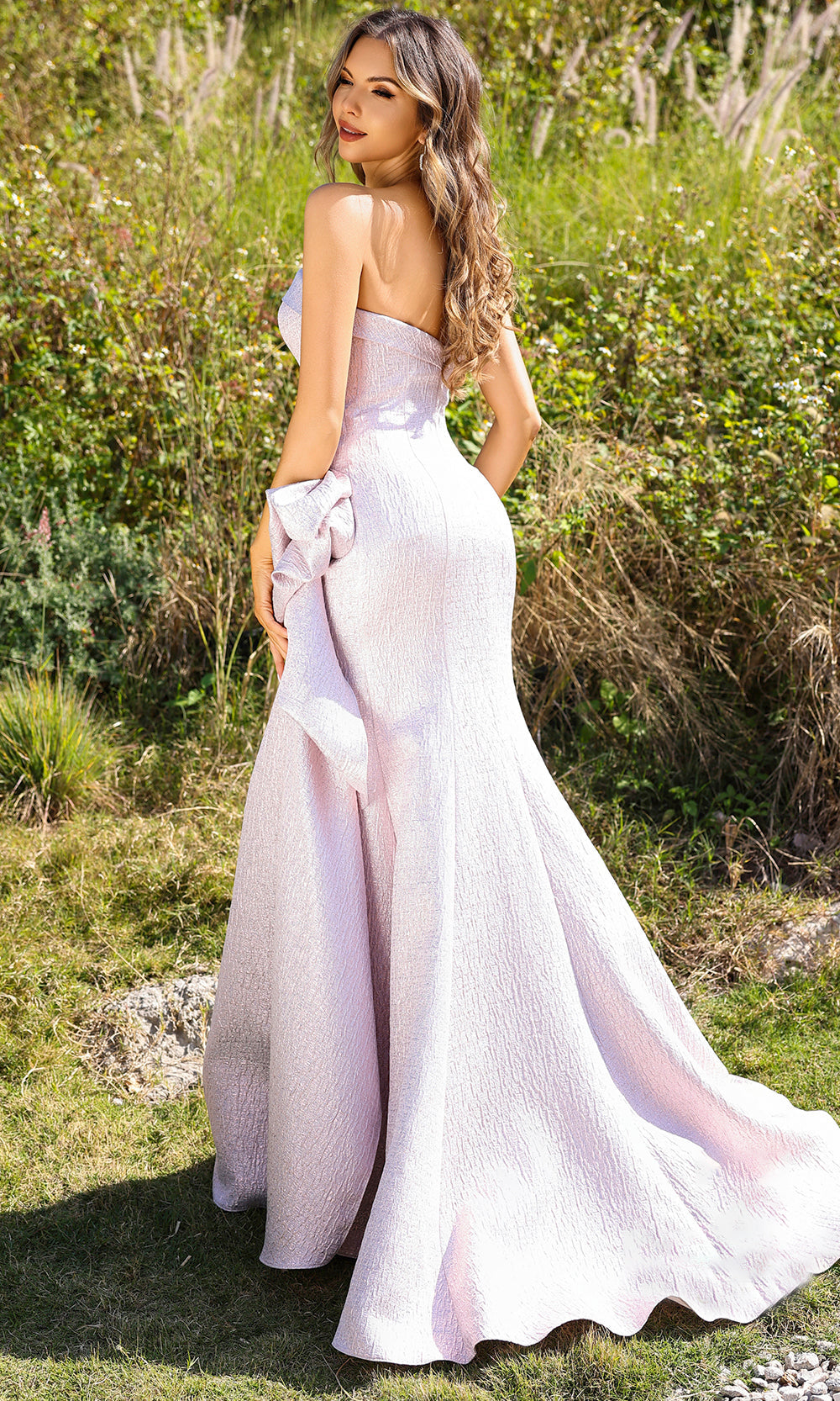 Terani Couture 252E5200 - Metallic Sheath Gown with Ruffle Evening Dresses