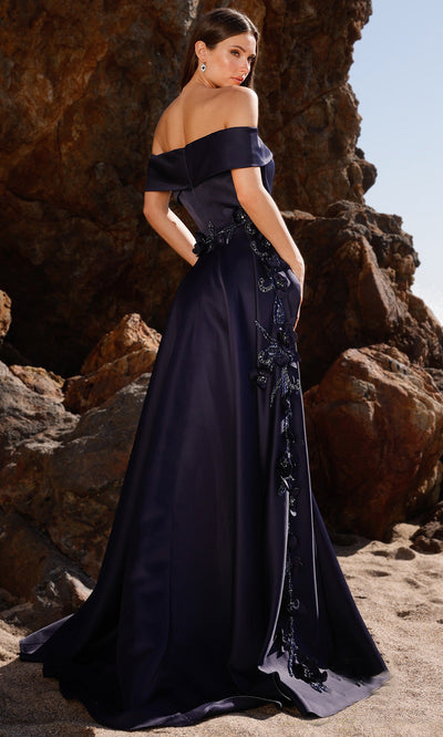 Terani Couture 252M5317 - Floral Embellished Straight Neck Dress
