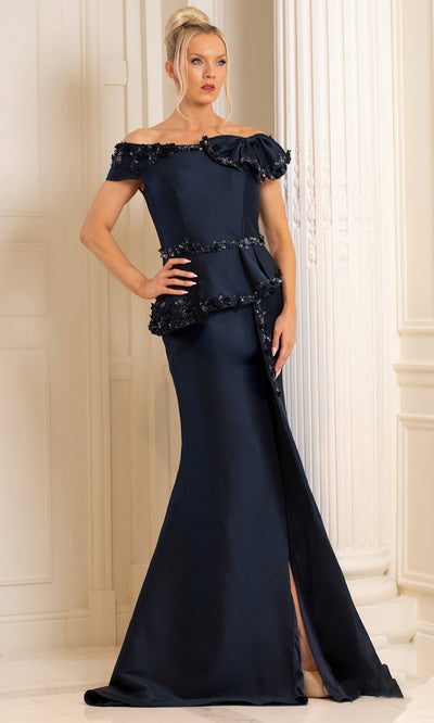 Terani Couture 252M5328 - Floral Appliqued Peplum Evening Gown Mother of the Bride Dresses