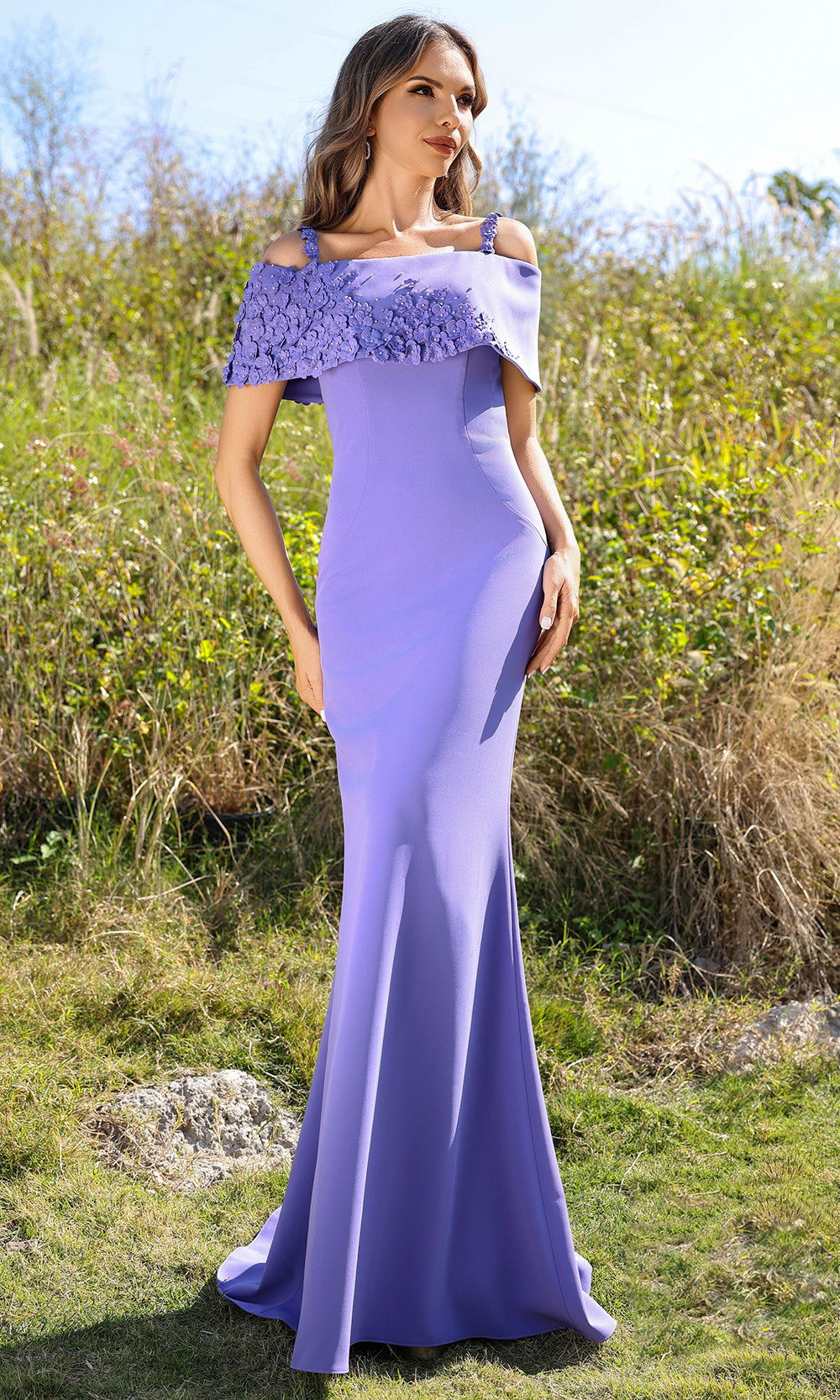 Terani Couture 252M5347 - Floral Applique Square Neck Gown Mother of the Bride Dresses