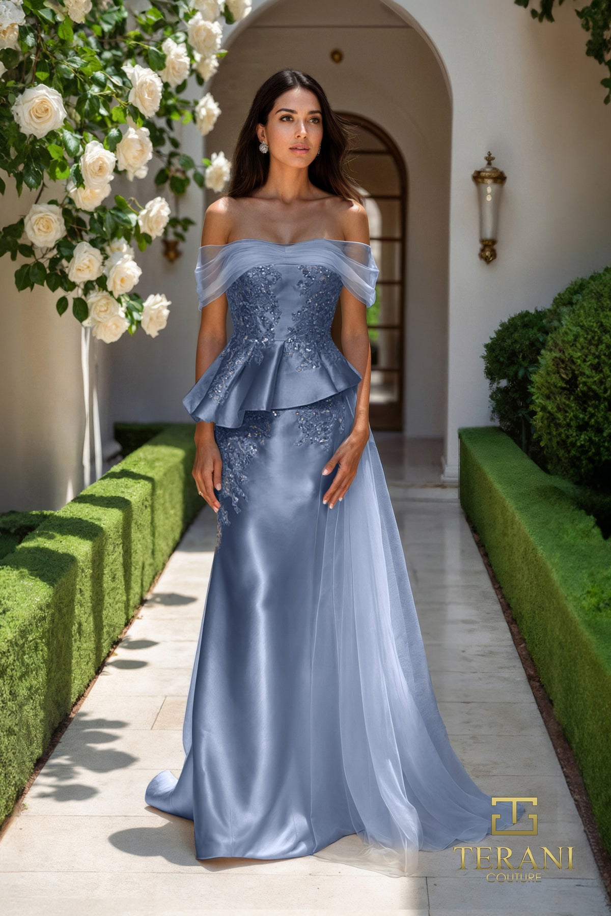 Terani Couture 252M5357 - Embellished Mermaid Gown with Side Draped
