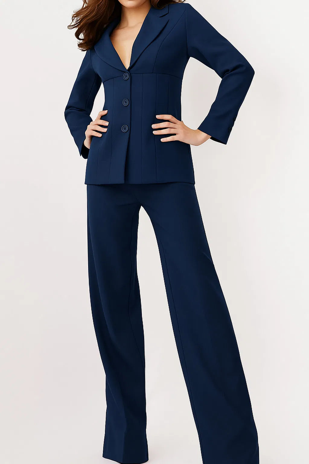 Jovani 25834 - V-Neck Blazer Pantsuit