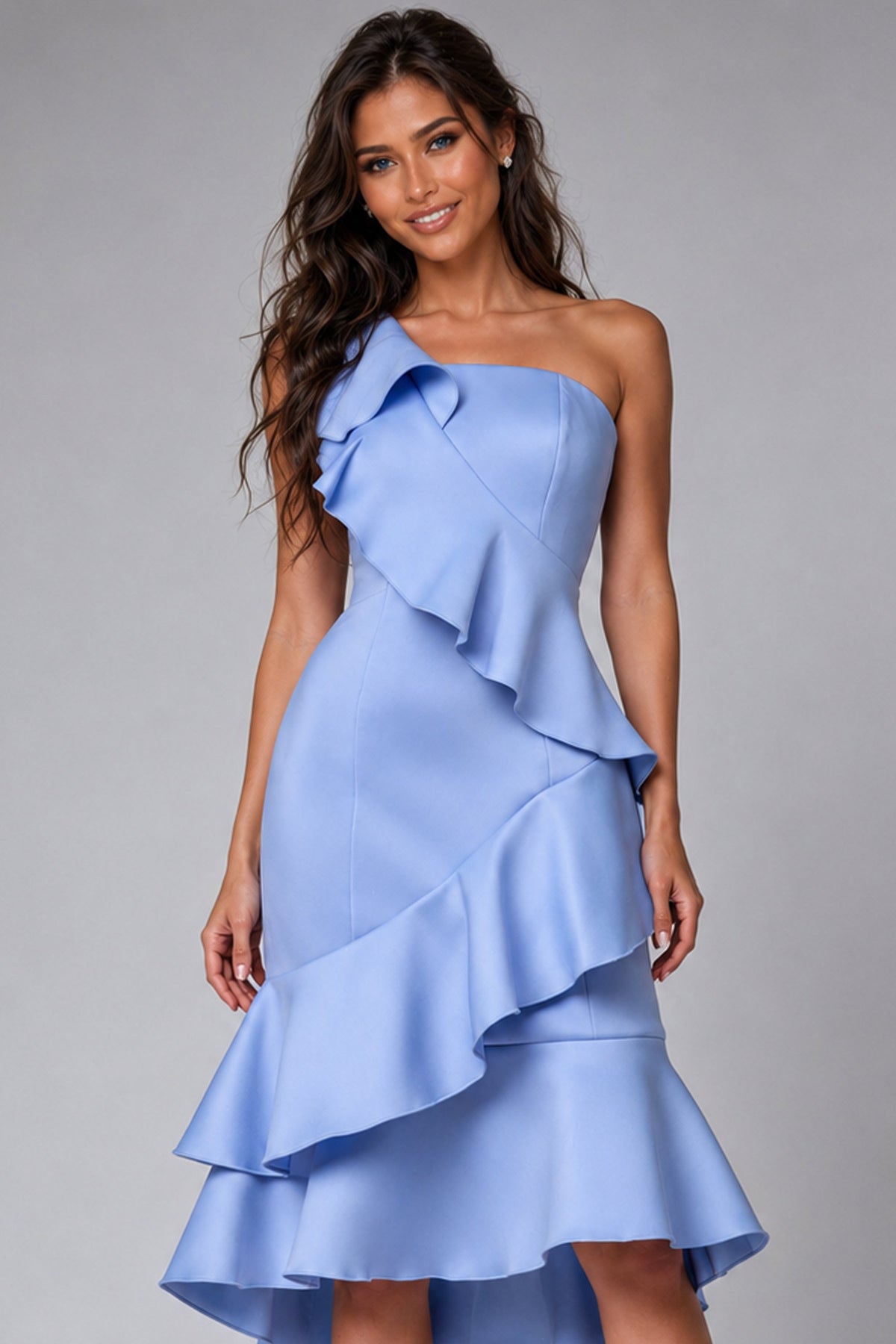 Jovani 25971 - Ruffle One-Shoulder Cocktail Dress