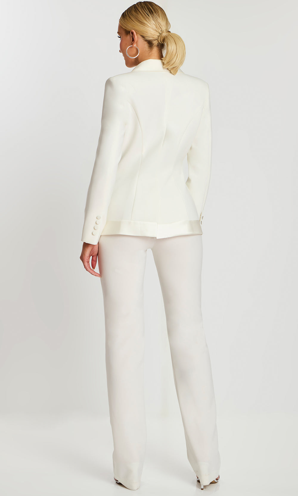Jovani 25981 - Shawl Lapel Deep V-Neckline Pantsuit Special Occasion Dress In Off White