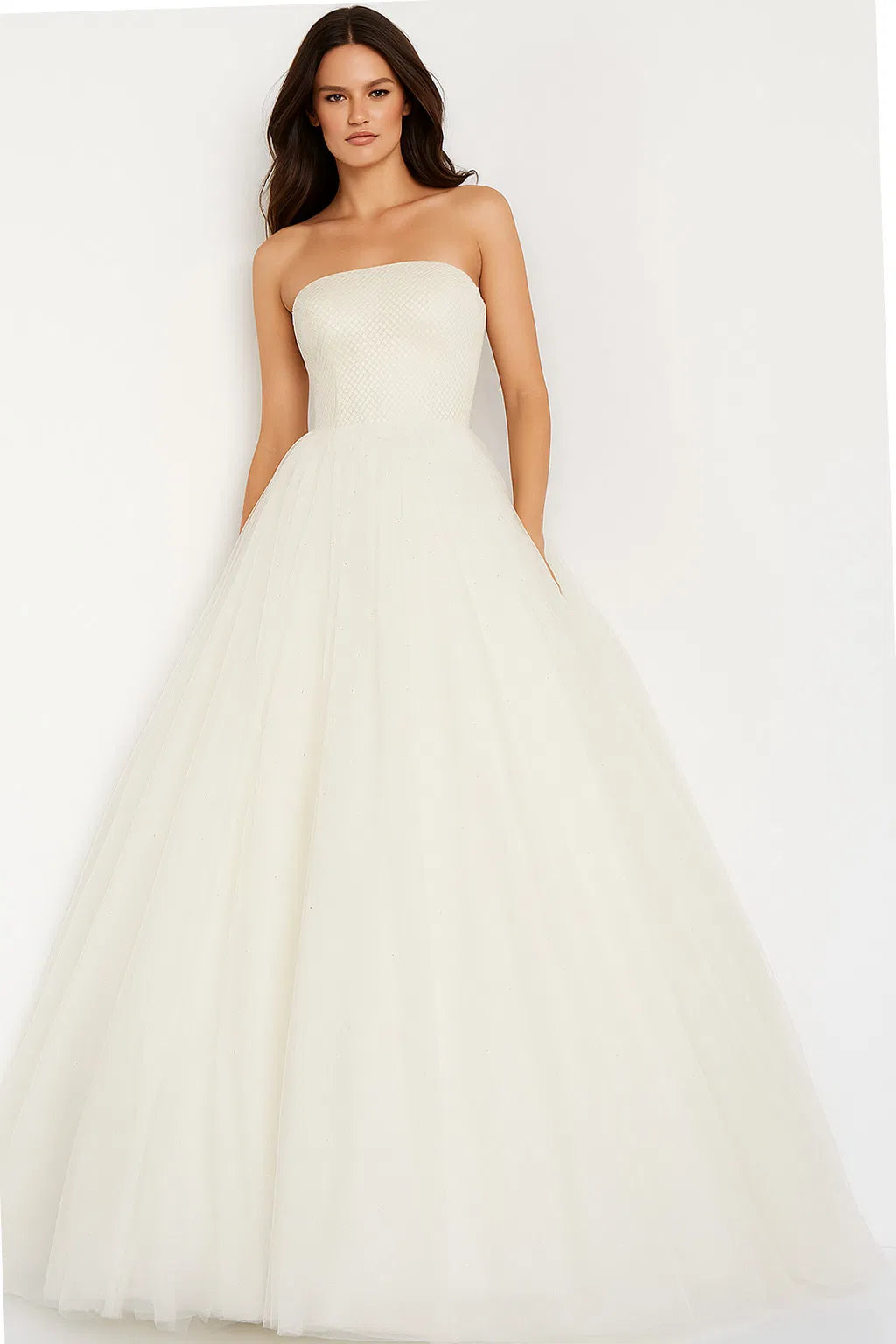 Jovani 25991 - Strapless Beaded Tulle Ballgown
