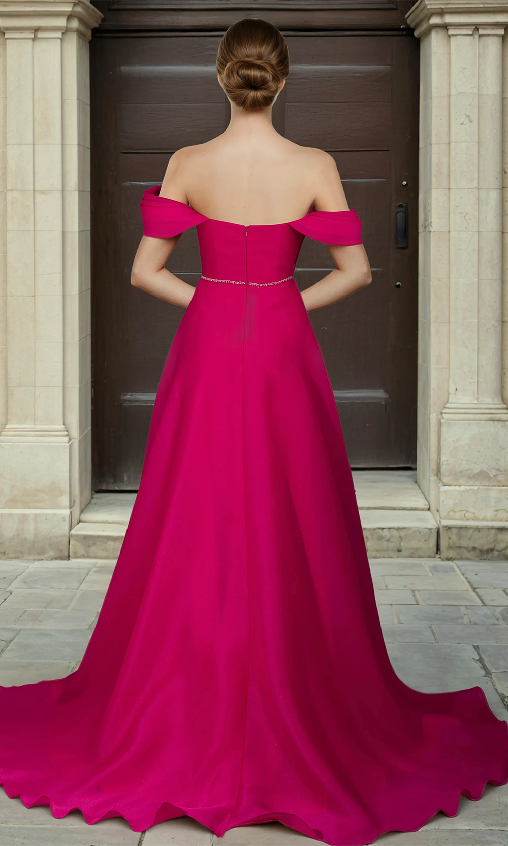 Janique 2607 - Layered Skirt Scoop A?Line Gown Prom Dresses