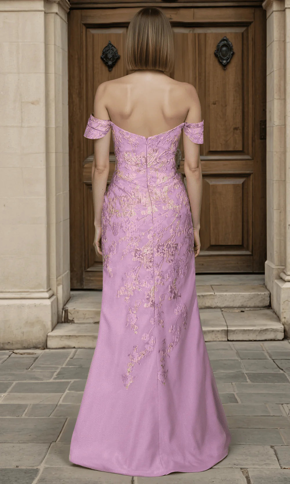 Janique 261059 - Embroidered Off-Shoulder Mermaid Prom Dress Mother of the Bride Dresses