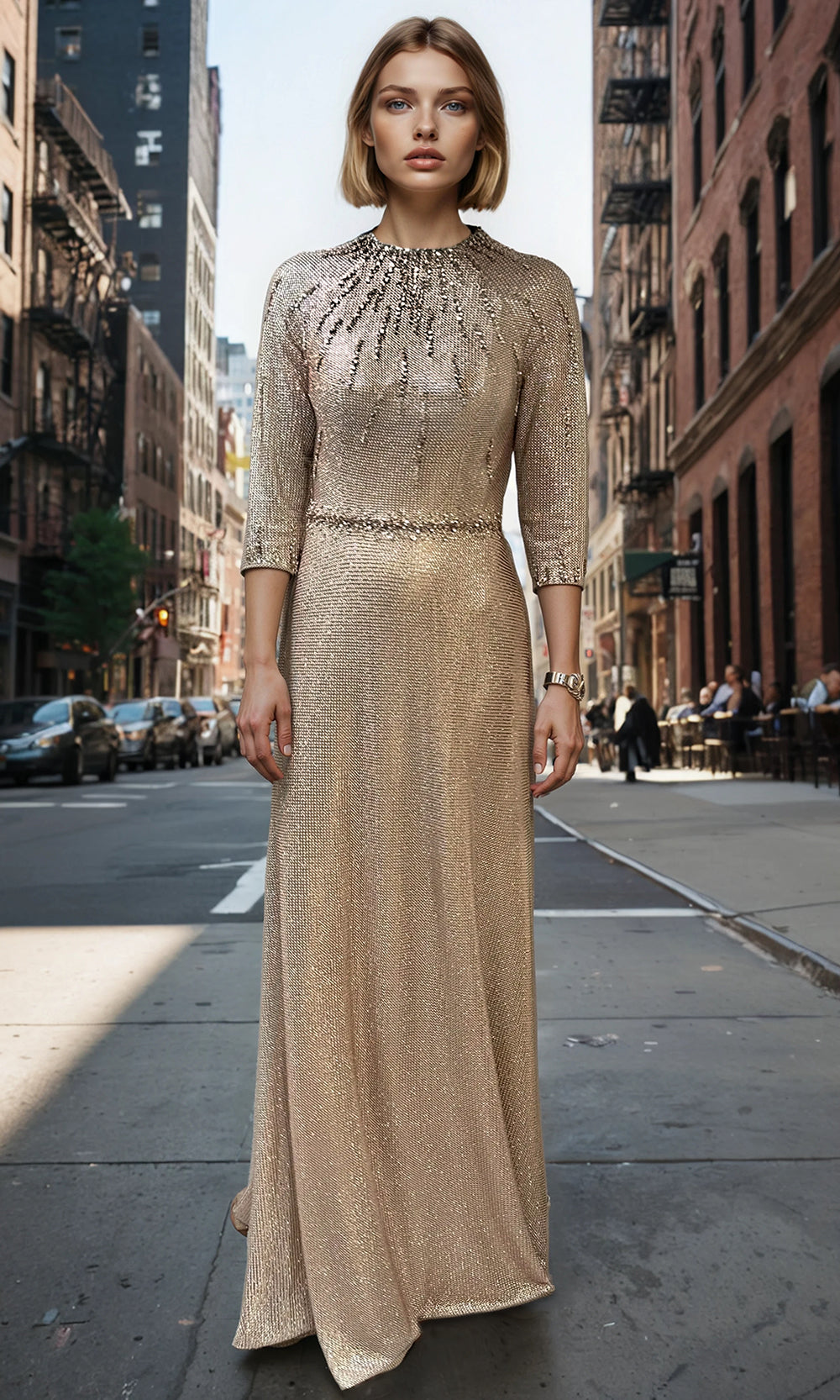 Janique 2610 - Shimmer Scoop Neck Mermaid Gown Formal Gowns