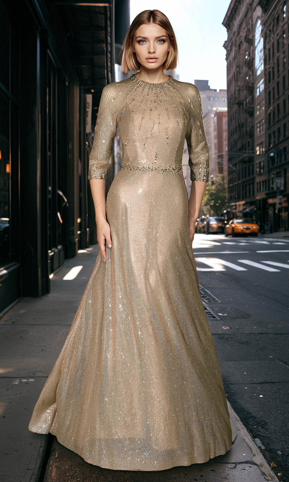 Janique 2610 - Shimmer Scoop Neck Mermaid Gown Formal Gowns