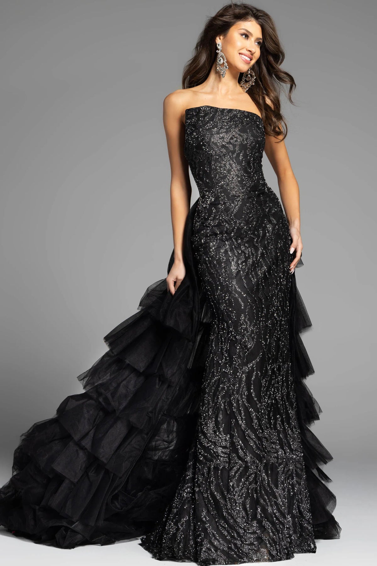 Jovani 26119 - Glitter Embellished Overskirt Prom Dress