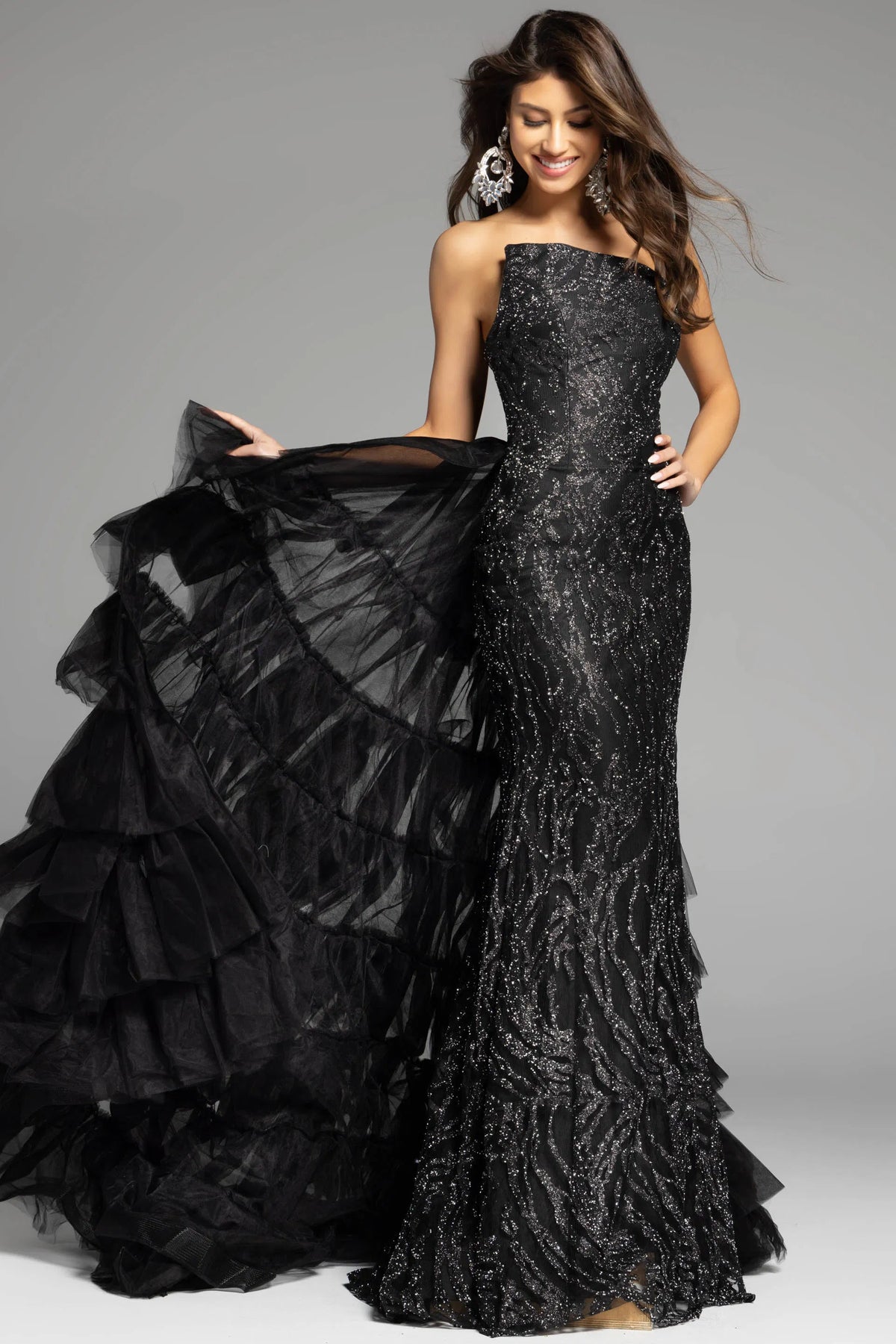 Jovani 26119 - Glitter Embellished Overskirt Prom Dress