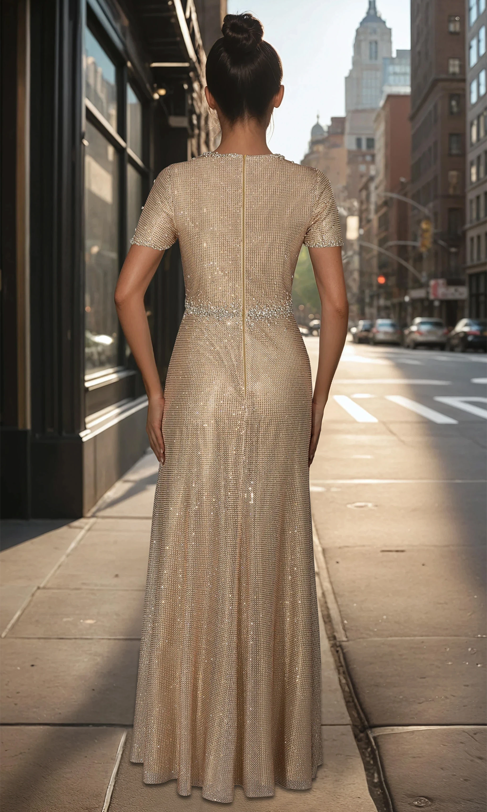Janique 2611 - Embellished Shimmer Sleeve Mermaid Dress Mother of the Bride Dresses