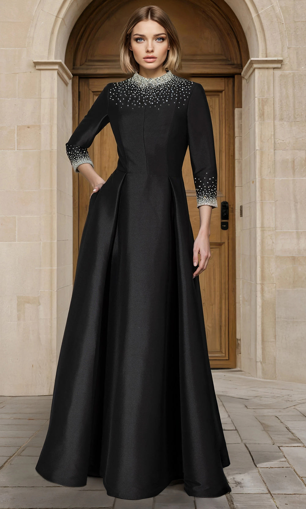 Janique 2612 - High?Neck Embellished A?Line Dress Formal Gowns