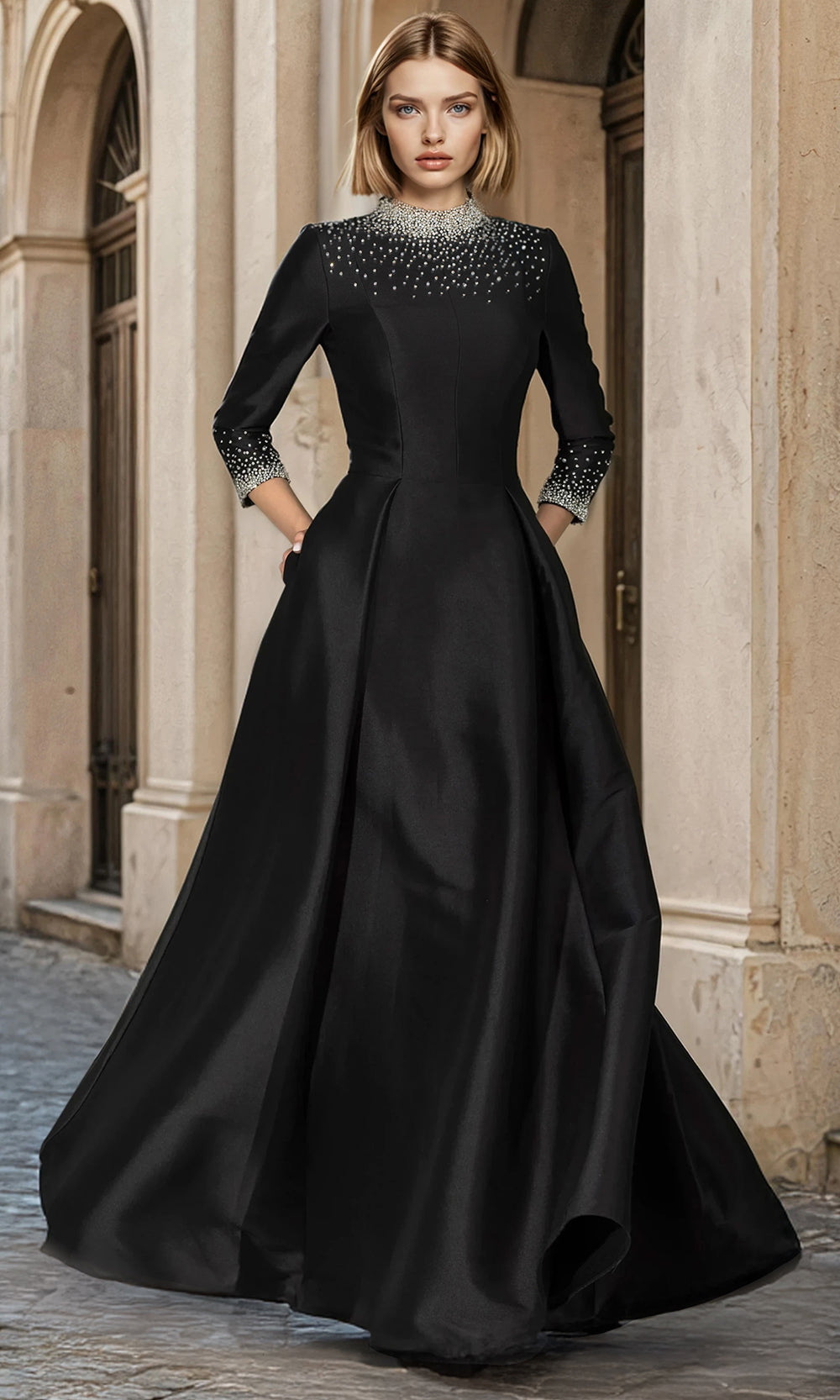 Janique 2612 - High?Neck Embellished A?Line Dress Formal Gowns