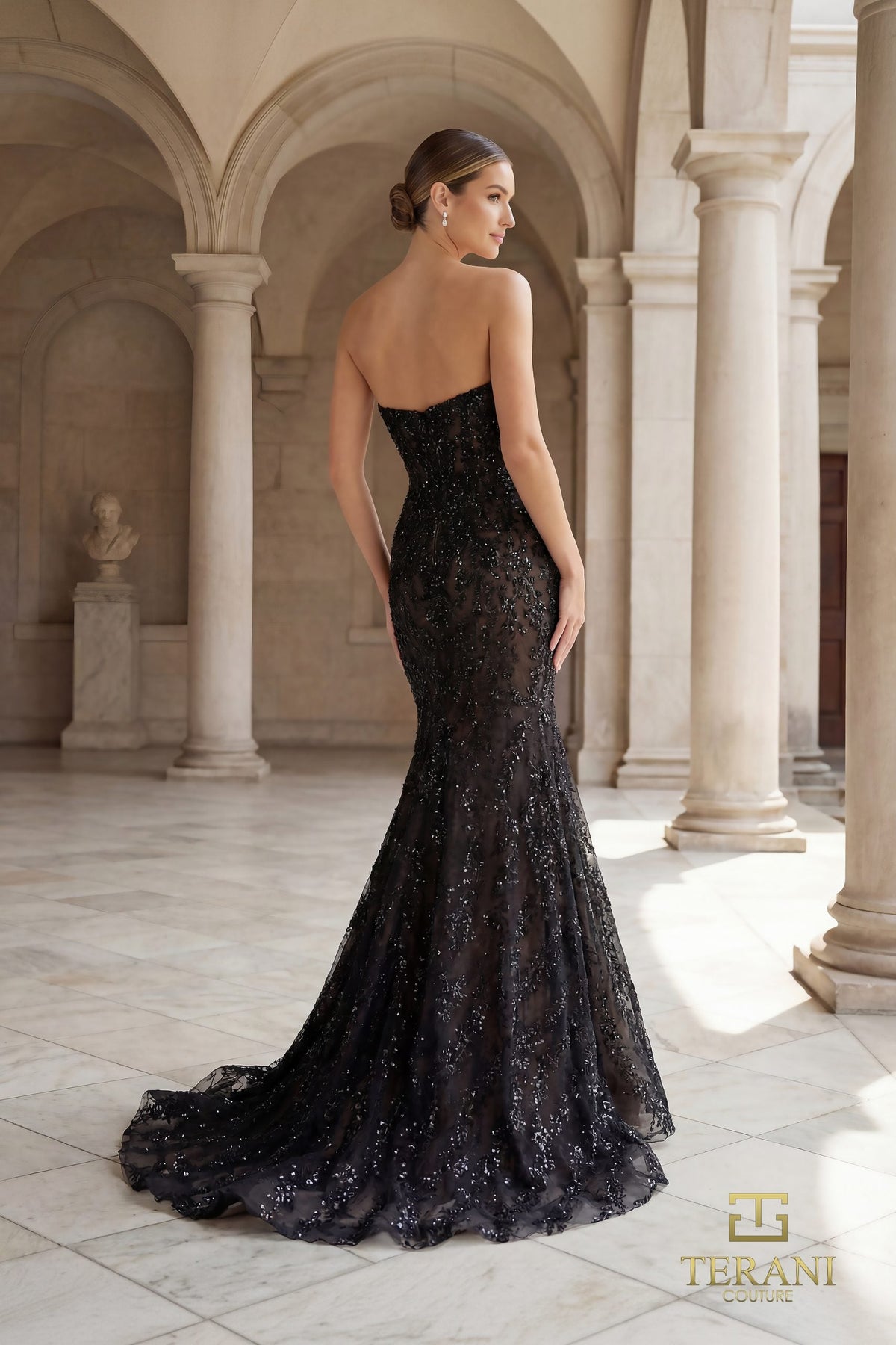 Terani Couture 261GL6001 Strapless Sweetheart Intricated Beaded Gown